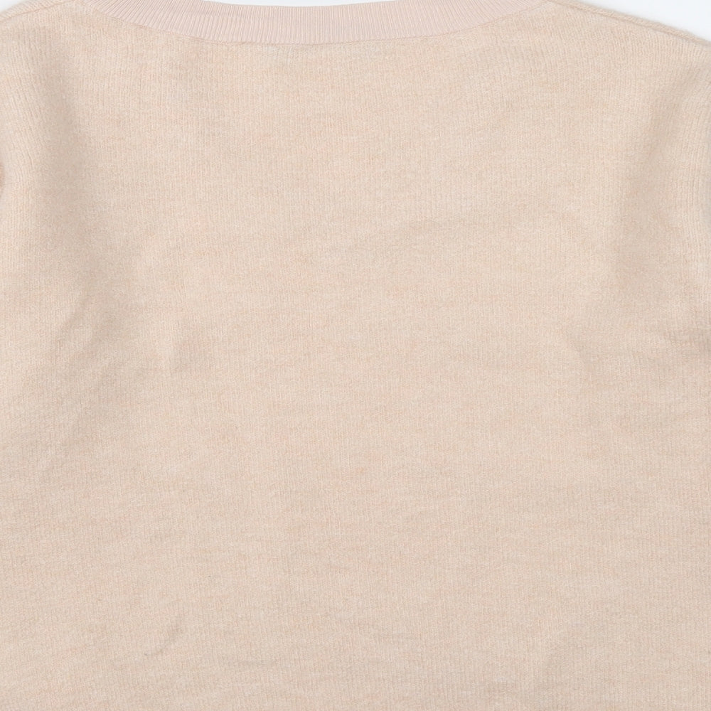Marks and Spencer Womens Pink V-Neck Acrylic Pullover Jumper Size 8