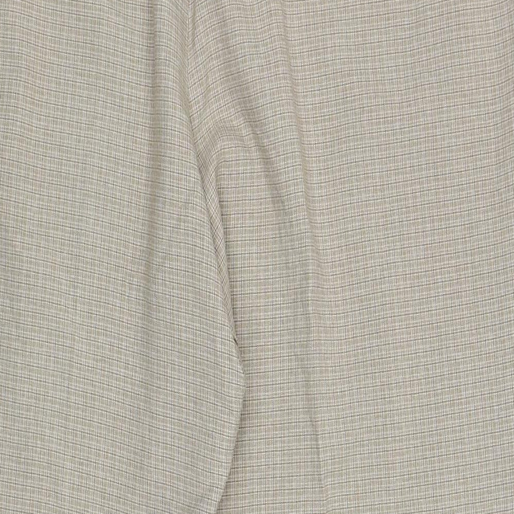 Marks and Spencer Womens Beige Plaid Polyester Carrot Trousers Size 20 L26 in Regular