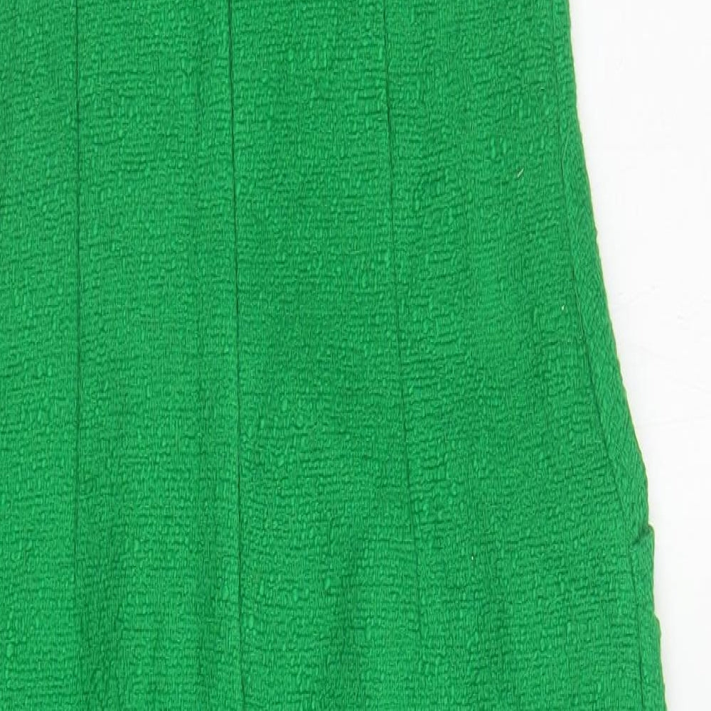 Zara Womens Green Cotton Maxi Size S Round Neck Zip