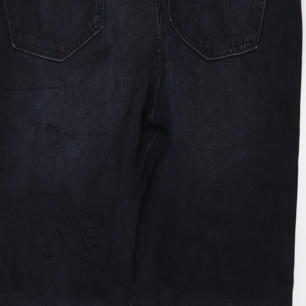 Marks and Spencer Womens Black Cotton Straight Jeans Size 40 in L29 in Regular Zip