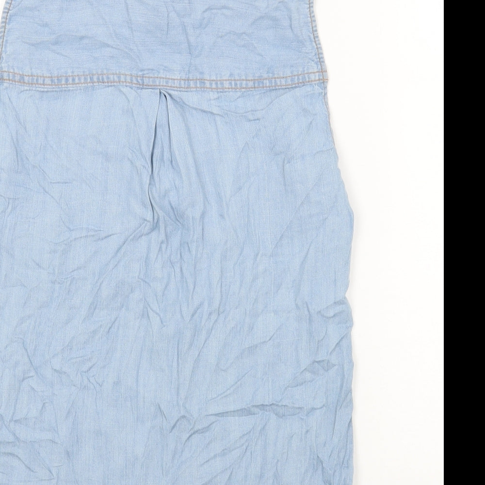 Marks and Spencer Womens Blue Lyocell Basic Button-Up Size 6 Collared