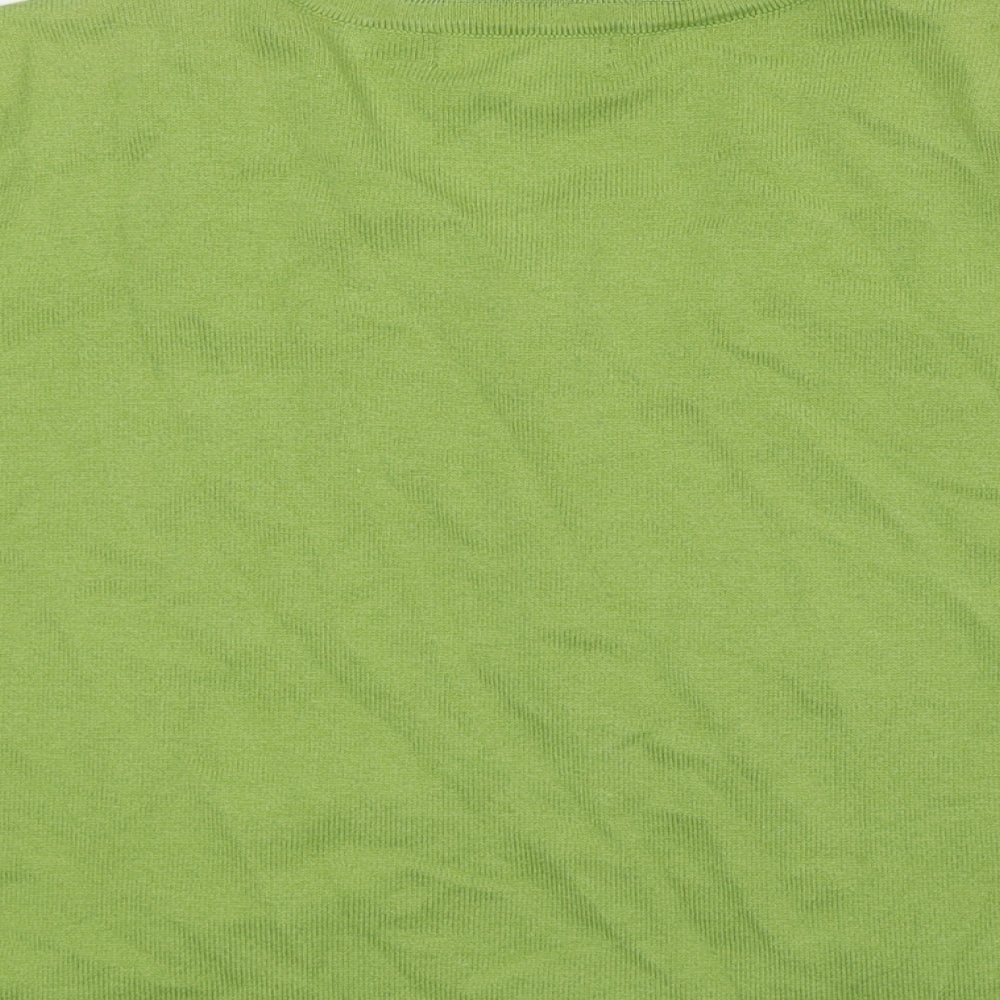 Debenhams Womens Green Round Neck Cotton Cardigan Jumper Size 14 - Cropped