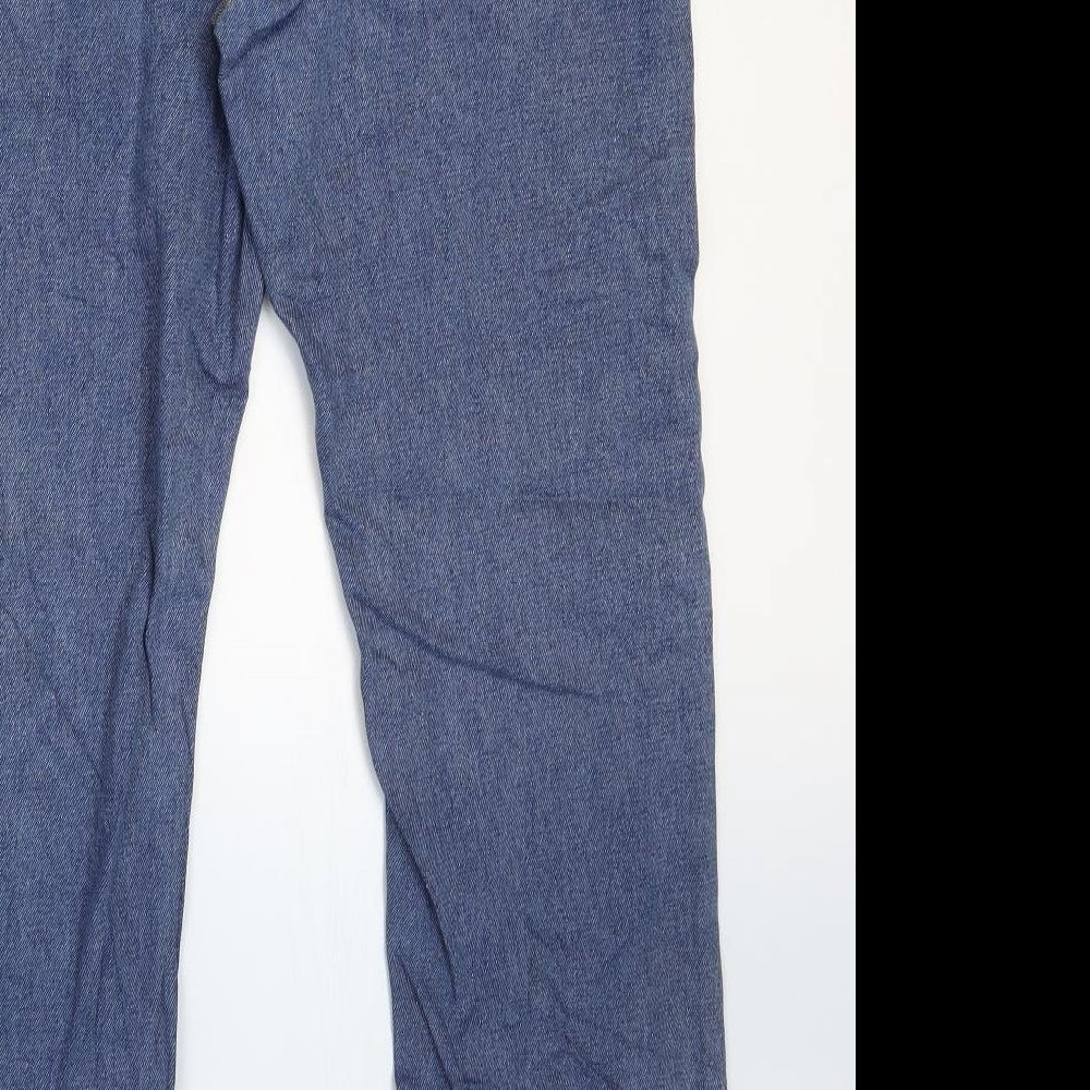 Marks and Spencer Mens Blue Cotton Straight Jeans Size 30 L29 in Regular Zip - Washed look