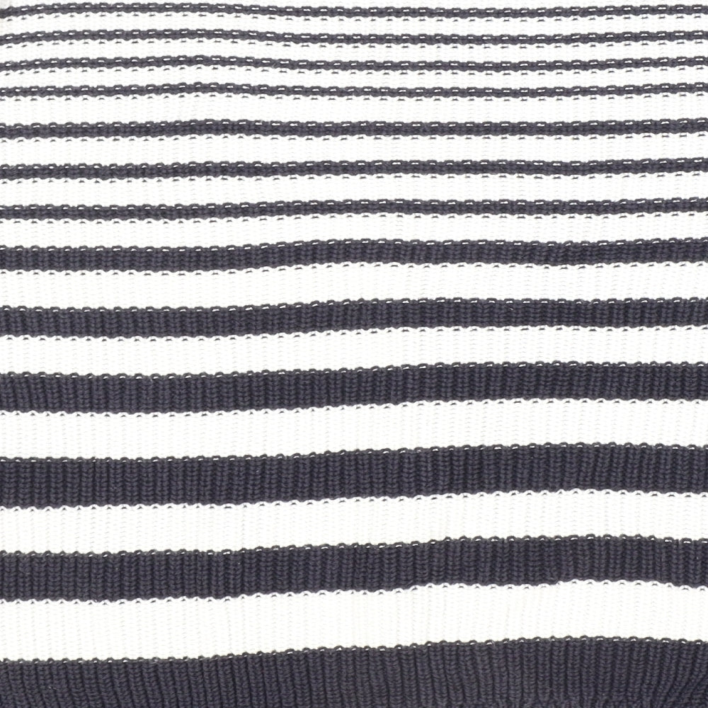 Marks and Spencer Womens Blue Boat Neck Striped 100% Cotton Pullover Jumper Size M - Nautical.