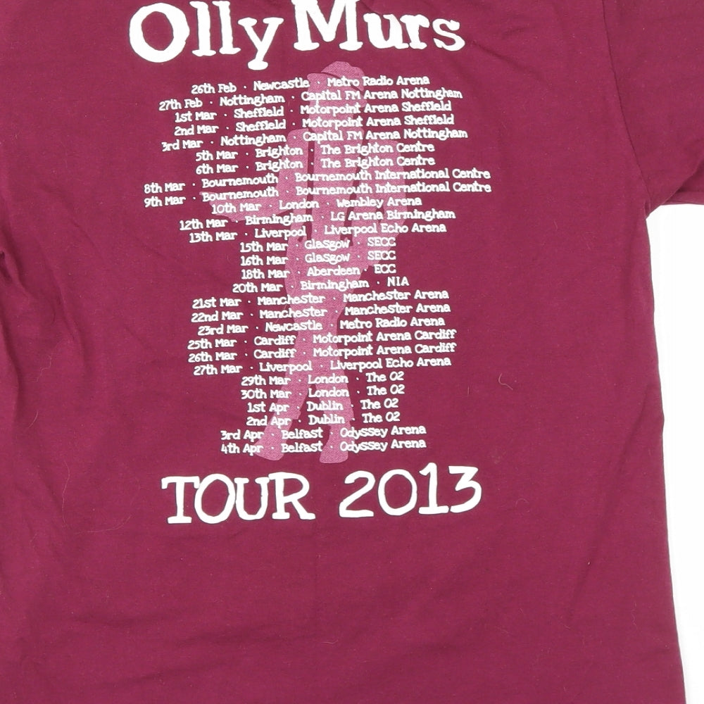 Fruit of the Loom Womens Purple Cotton Basic T-Shirt Size S Round Neck - Olly Murs 2013 Tour