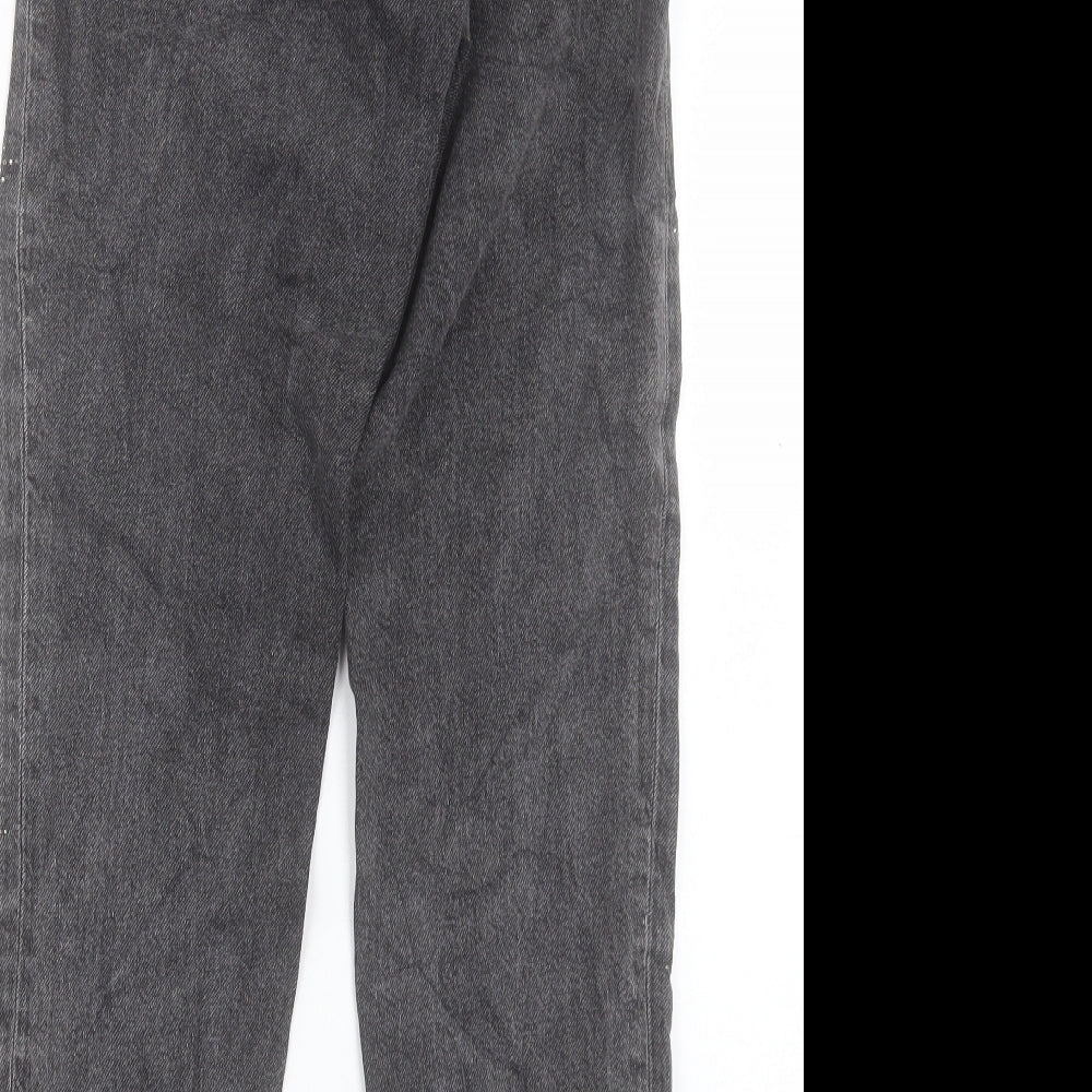 H&M Womens Grey Cotton Boyfriend Jeans Size 25 in L27 in Regular Button