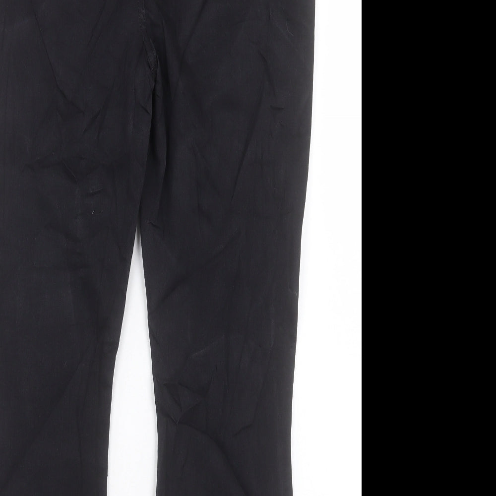 Marks and Spencer Womens Black Cotton Flared Jeans Size 14 L25 in Slim Button - Cropped