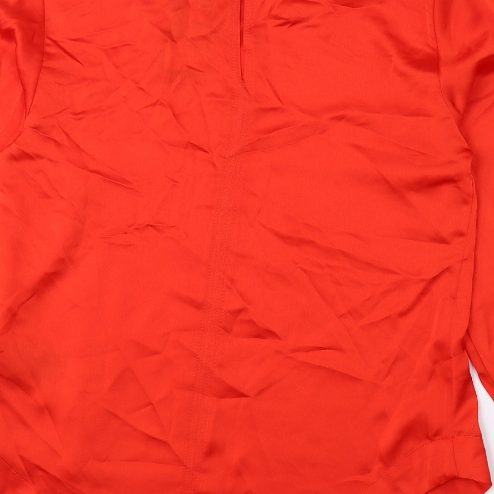 Marks and Spencer Womens Red Polyester Basic Blouse Size 6 Round Neck