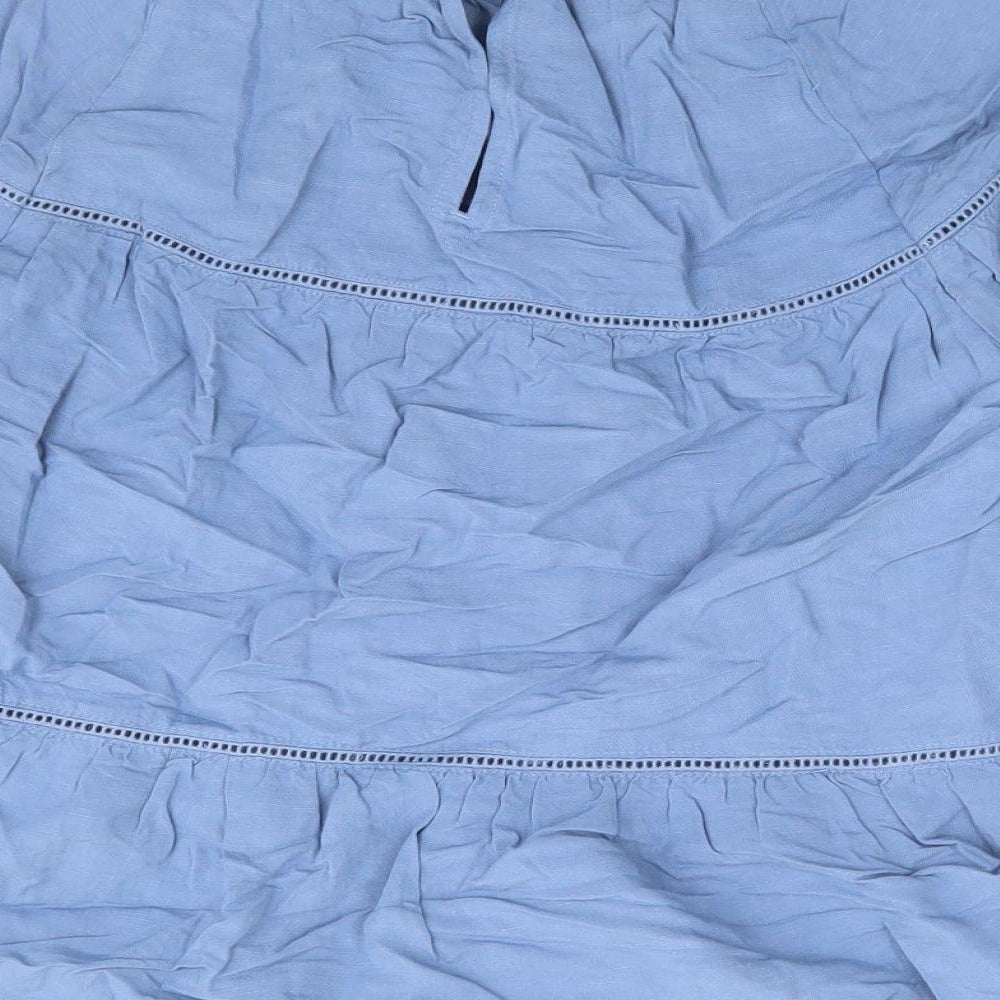 Marks and Spencer Womens Blue Viscose Basic Blouse Size 6 Round Neck - Peplum Smock
