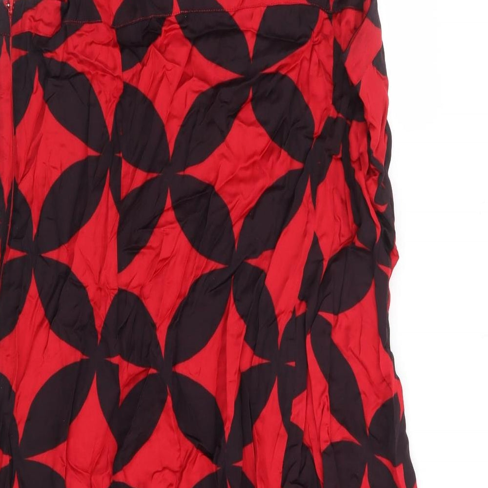 Great Plains Womens Red Geometric Viscose A-Line Size XL Scoop Neck Zip