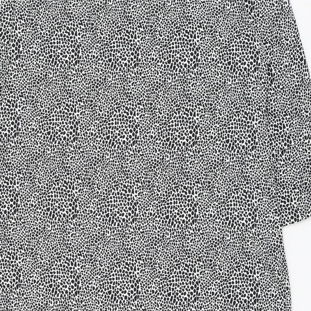 Marks and Spencer Womens White Animal Print Polyester Shift Size 12 V-Neck Pullover
