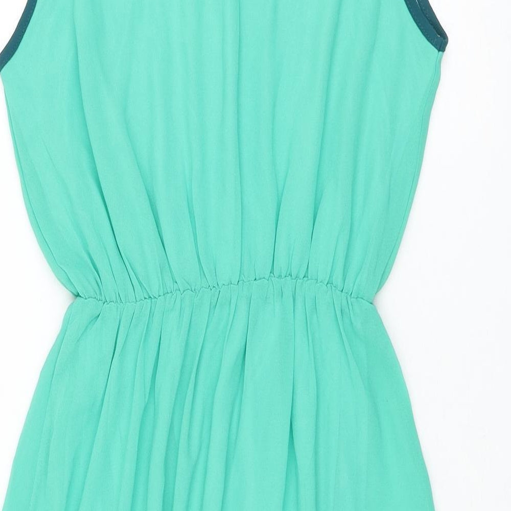 Iska Womens Green Polyester Skater Dress Size 12 Round Neck Pullover