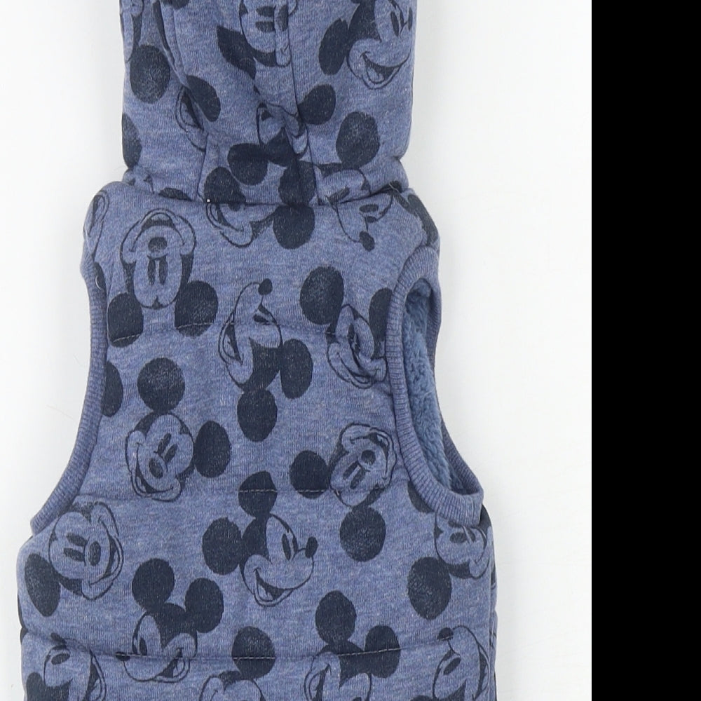 George Baby Blue Geometric Gilet Waistcoat Size 0-3 Months Zip - Mickey Mouse