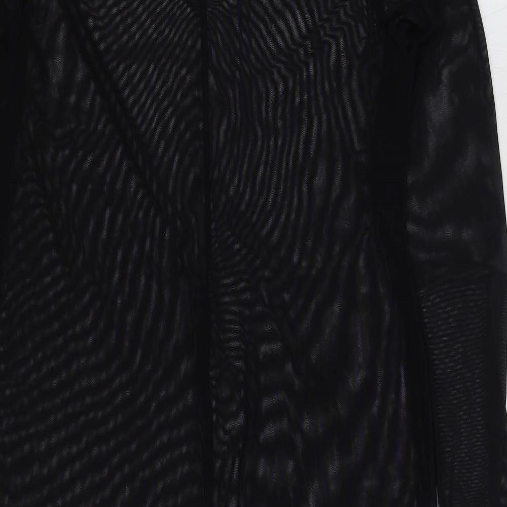 New Look Womens Black Polyester Bodycon Size 16 Round Neck Button