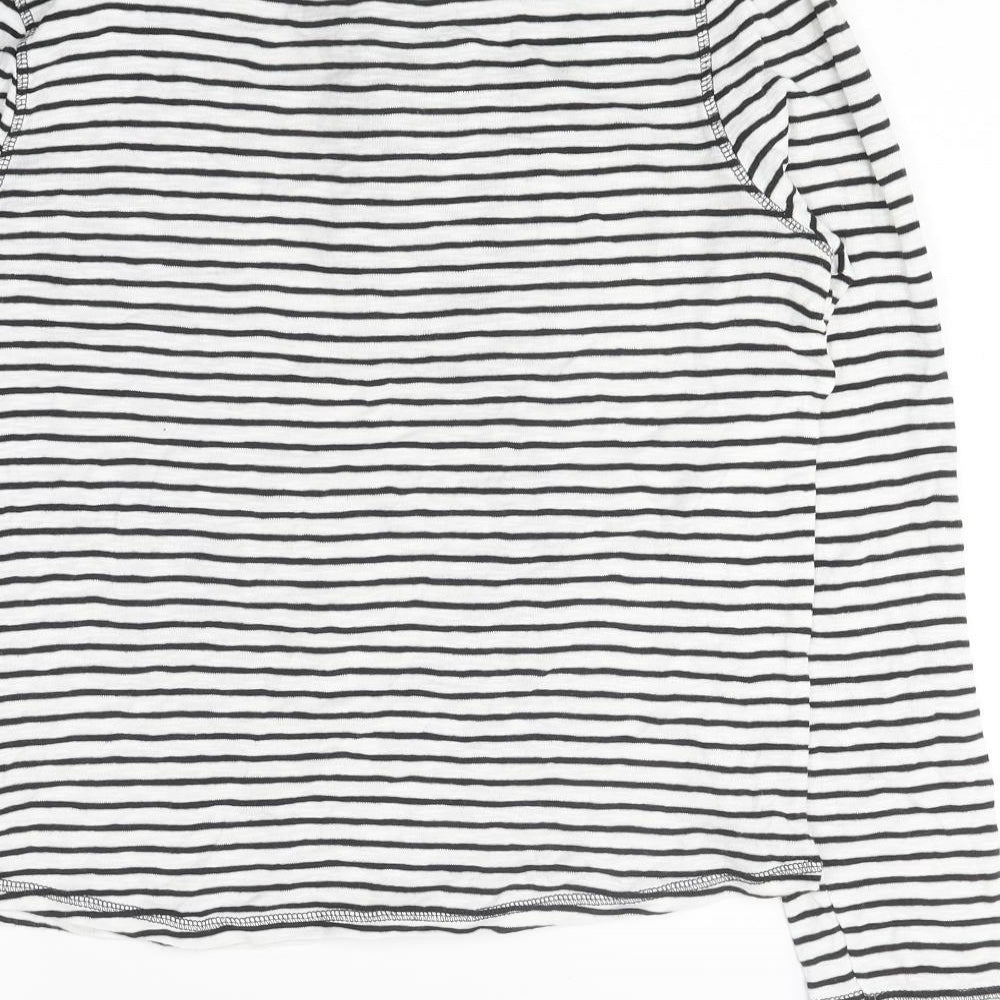Marks and Spencer Womens Multicoloured Striped Polyester Basic Button-Up Size 12 Round Neck