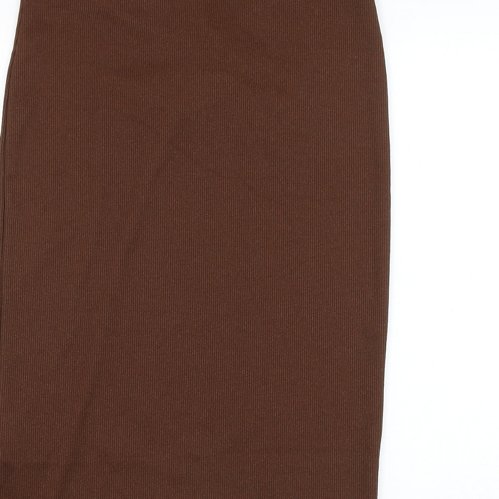 H&M Womens Brown Polyester Straight & Pencil Skirt Size M