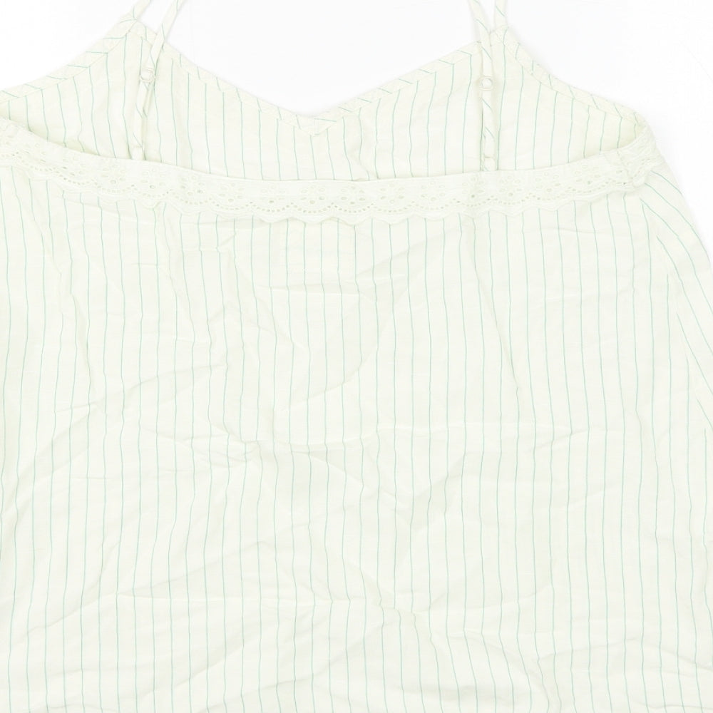 Marks and Spencer Womens White Striped Viscose Camisole Tank Size 10 V-Neck