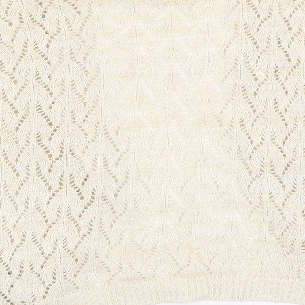 New Look Womens Beige V-Neck Cotton Shrug Jumper Size 10