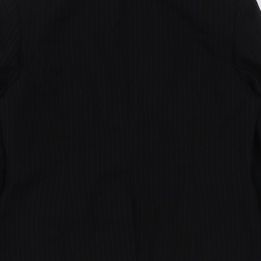 Select Womens Black Striped Polyester Jacket Blazer Size 14