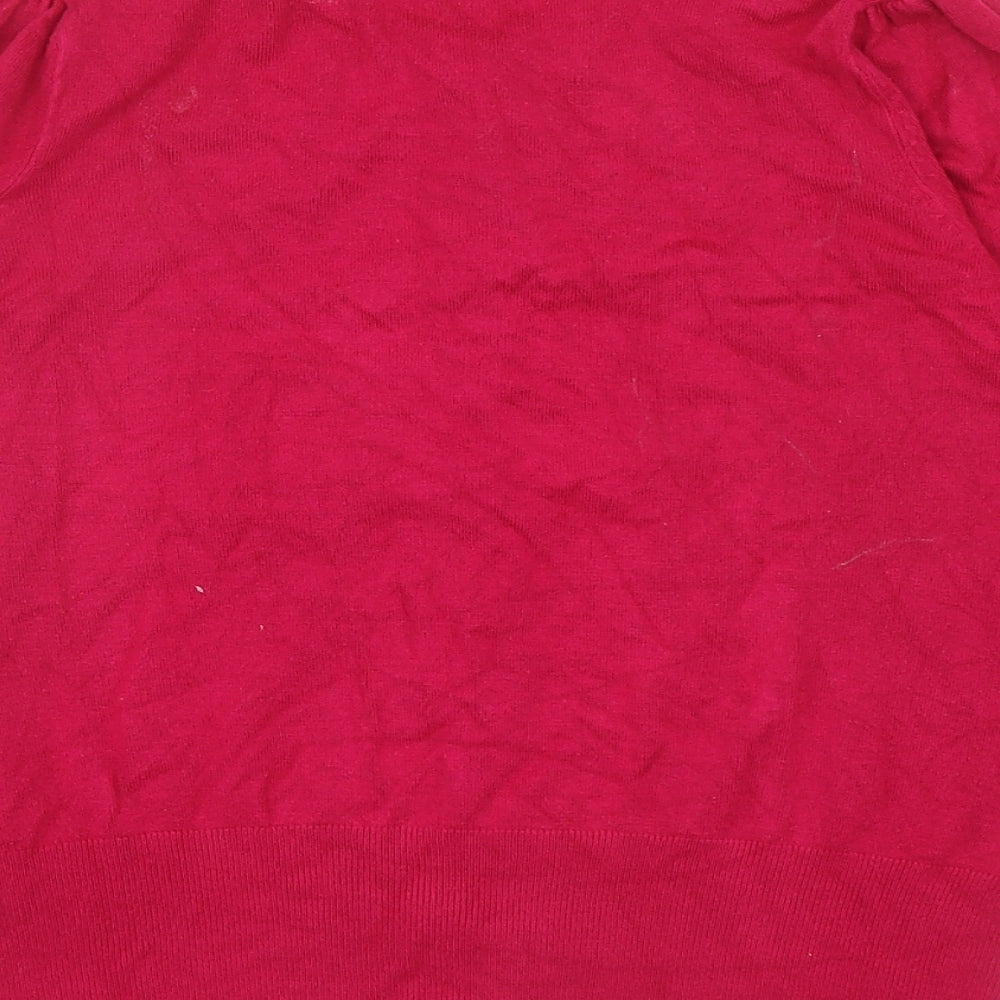 Marks and Spencer Womens Pink Round Neck Viscose Cardigan Jumper Size 12