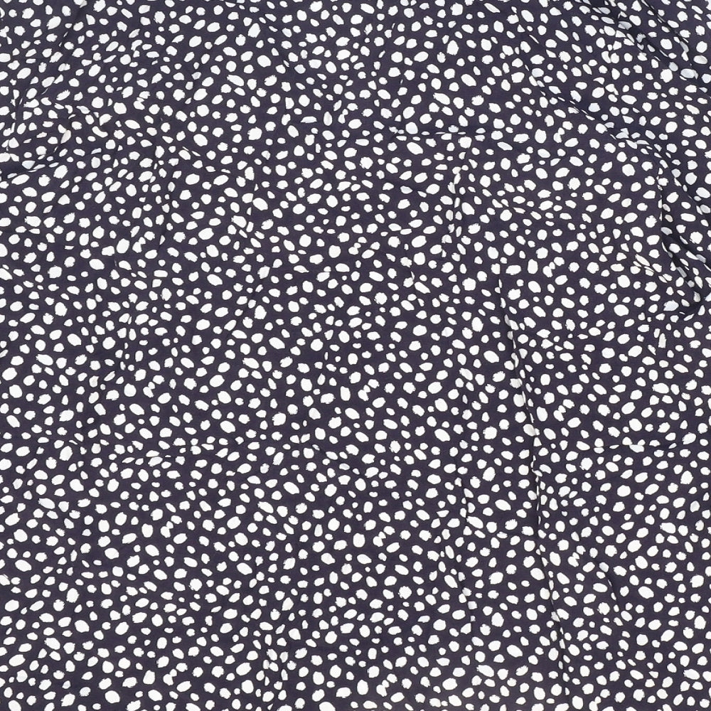 Marks and Spencer Womens Blue Polka Dot Viscose Basic Button-Up Size 8 Collared