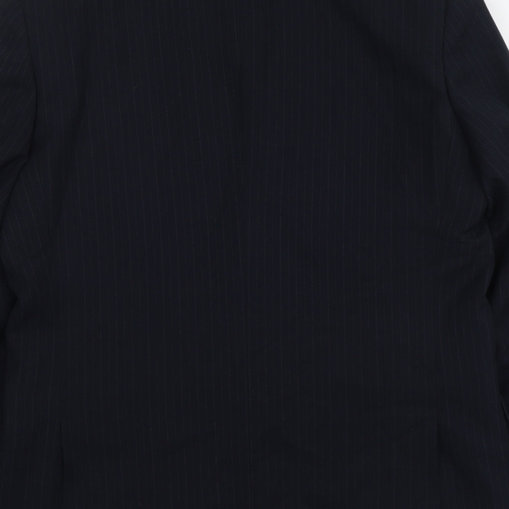 B&W Mens Blue Striped Polyethylene Jacket Suit Jacket Size M