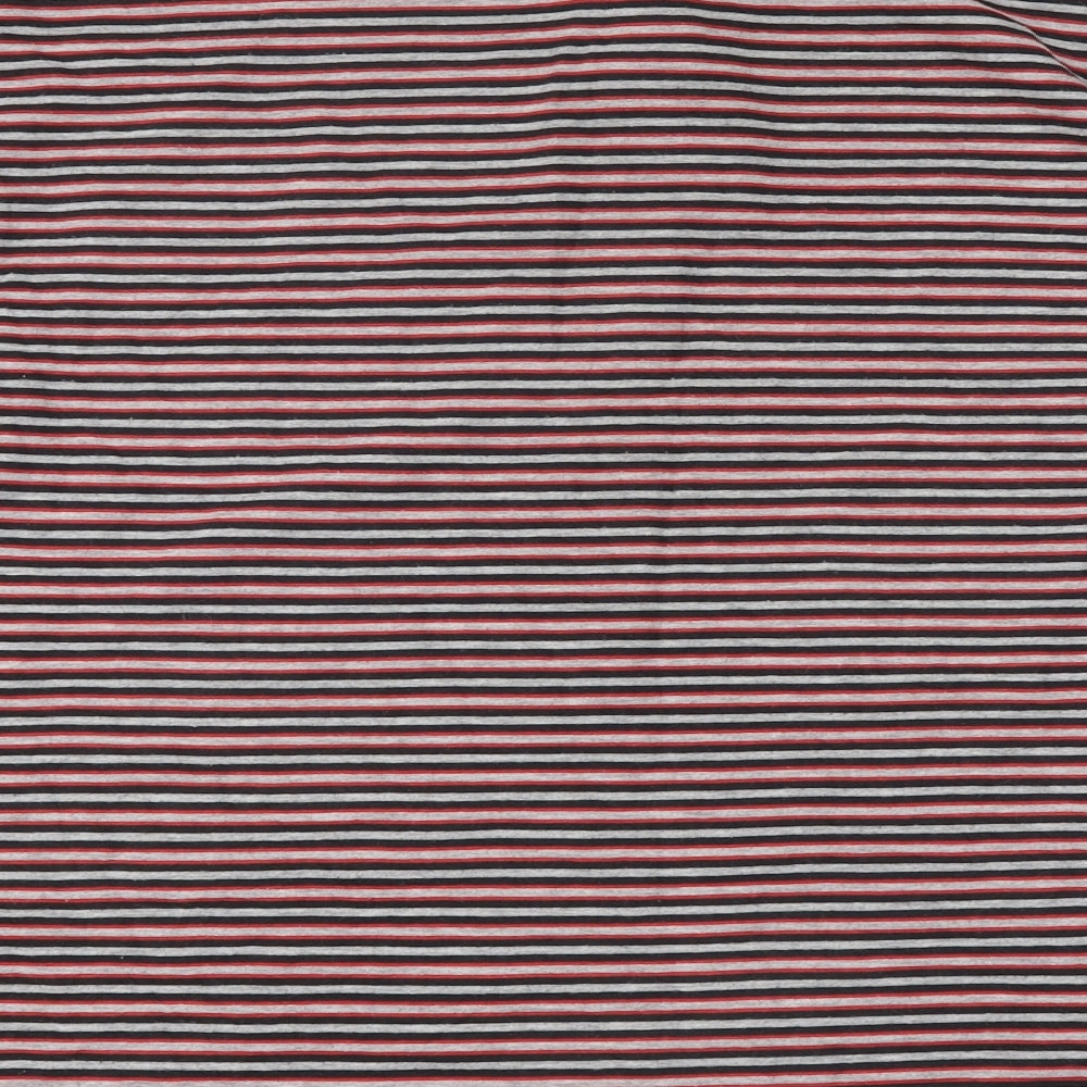 Manchester United Mens Multicoloured Striped Polyester Button-Up Size XL Round Neck Button