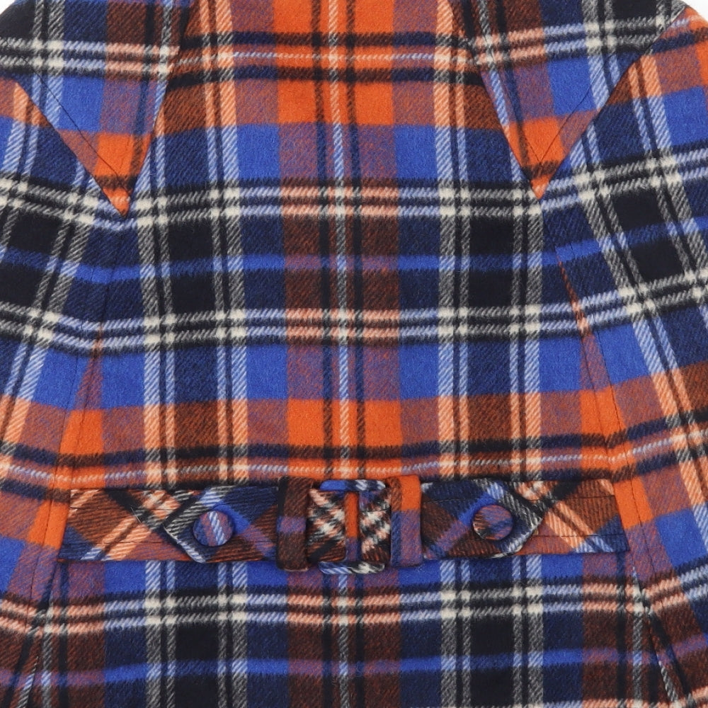 Coercion Womens Multicoloured Plaid Jacket Poncho Size 10 Button