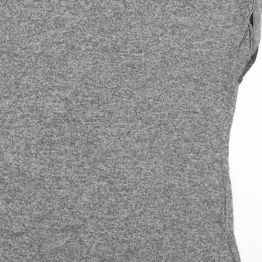Papaya Womens Grey Polyester Basic T-Shirt Size 8 Round Neck - Lace illusion