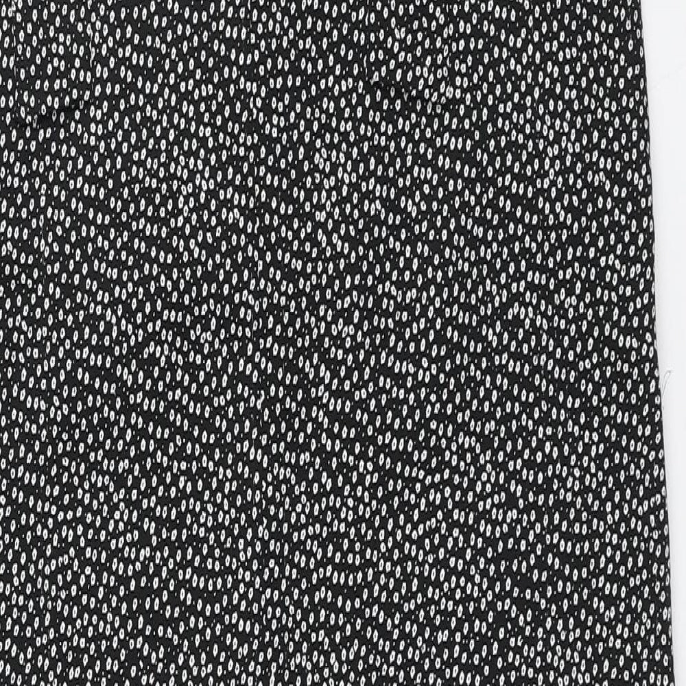 H&M Womens Black Geometric Polyester A-Line Size S V-Neck Pullover