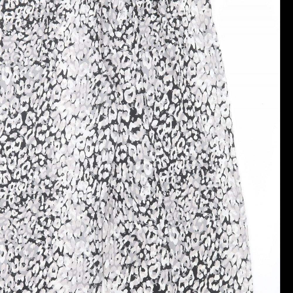 Marks and Spencer Womens Grey Geometric Polyester Trousers Size 20 L24 in Regular Drawstring