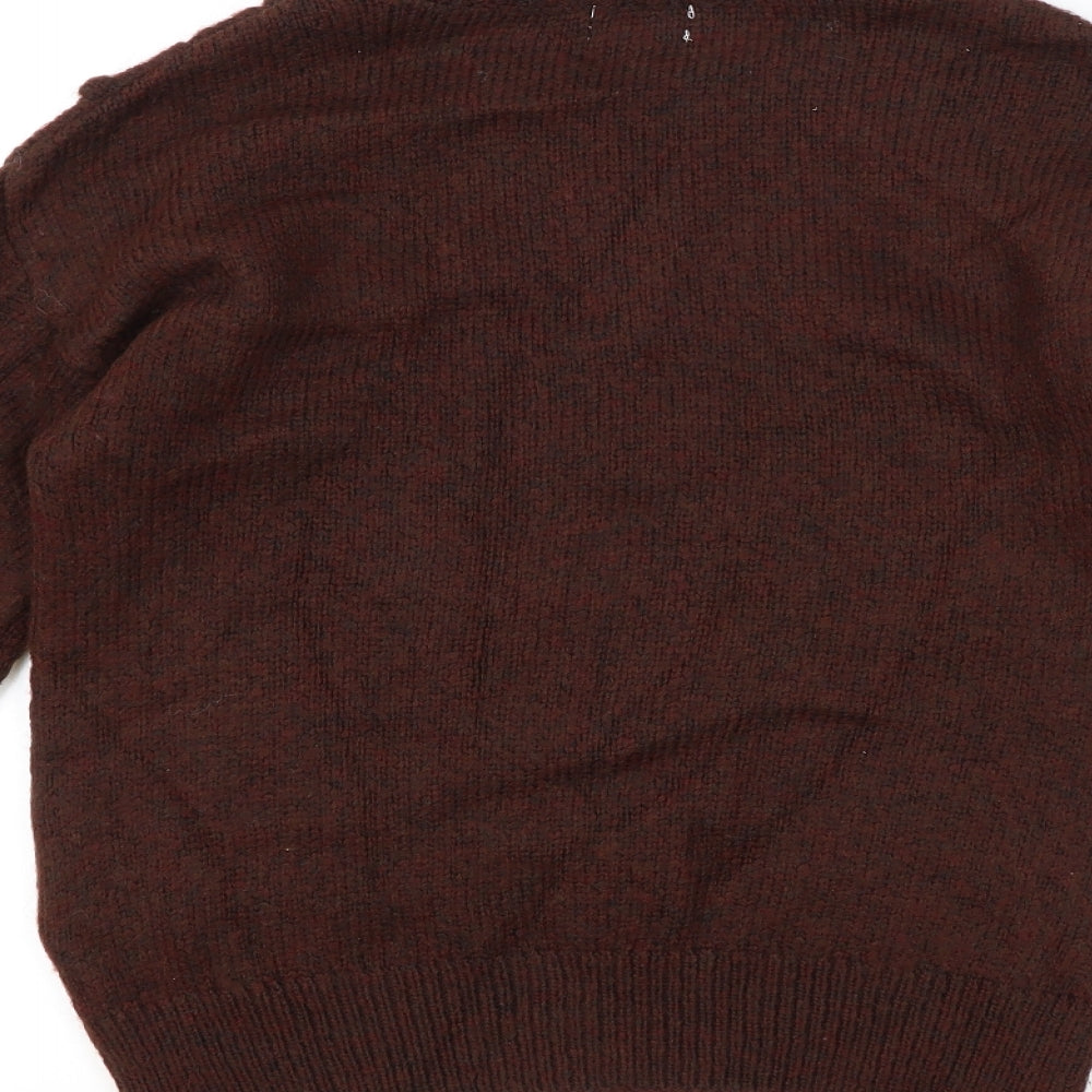 Papaya Womens Brown Round Neck Acrylic Pullover Jumper Size S
