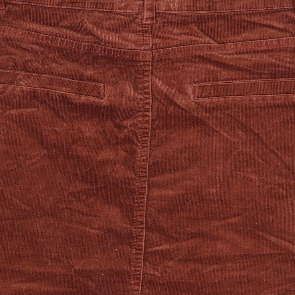 New Look Womens Brown Cotton Mini Skirt Size 10 Button