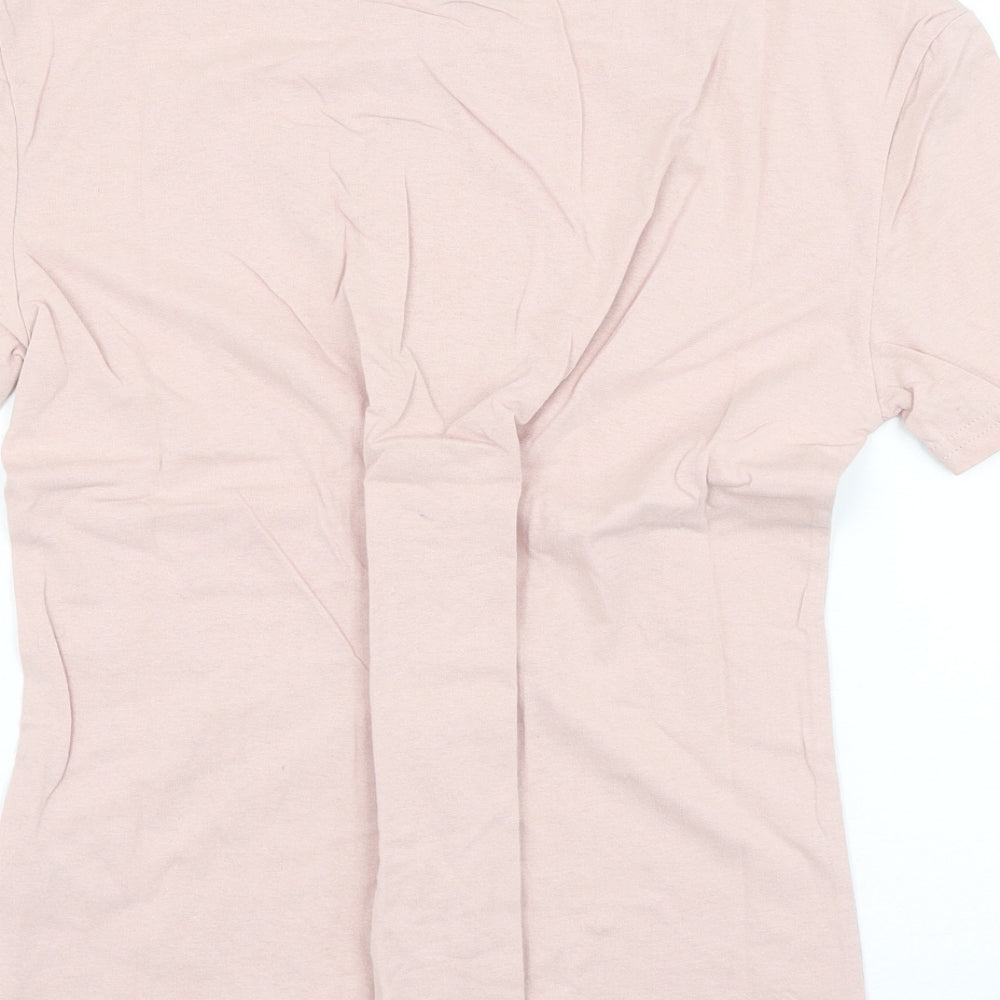 Eight Womens Pink Cotton Basic T-Shirt Size M Round Neck - Slayer Lace Up