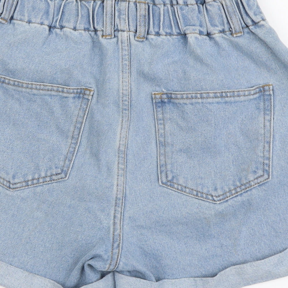SheIn Womens Blue Cotton Cut-Off Shorts Size M L3 in Regular Button