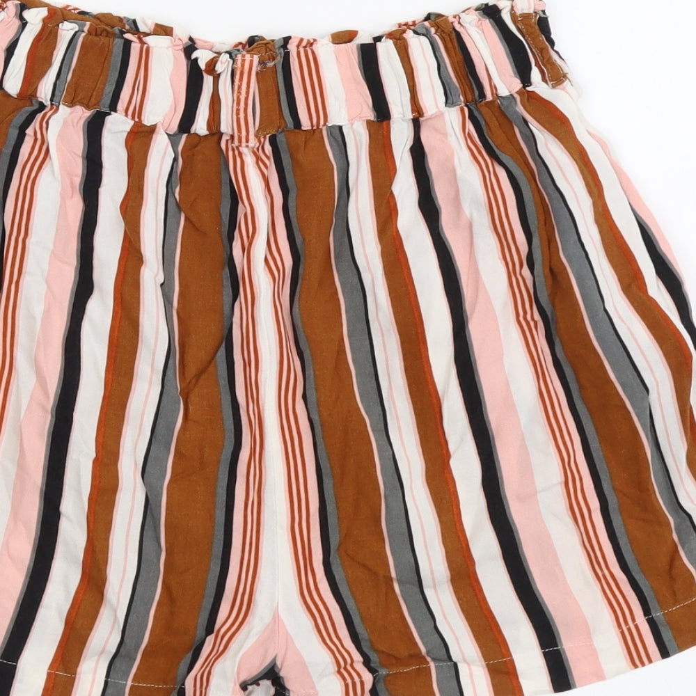 Primark Womens Multicoloured Striped Viscose Bermuda Shorts Size 10 L3 in Regular Pull On