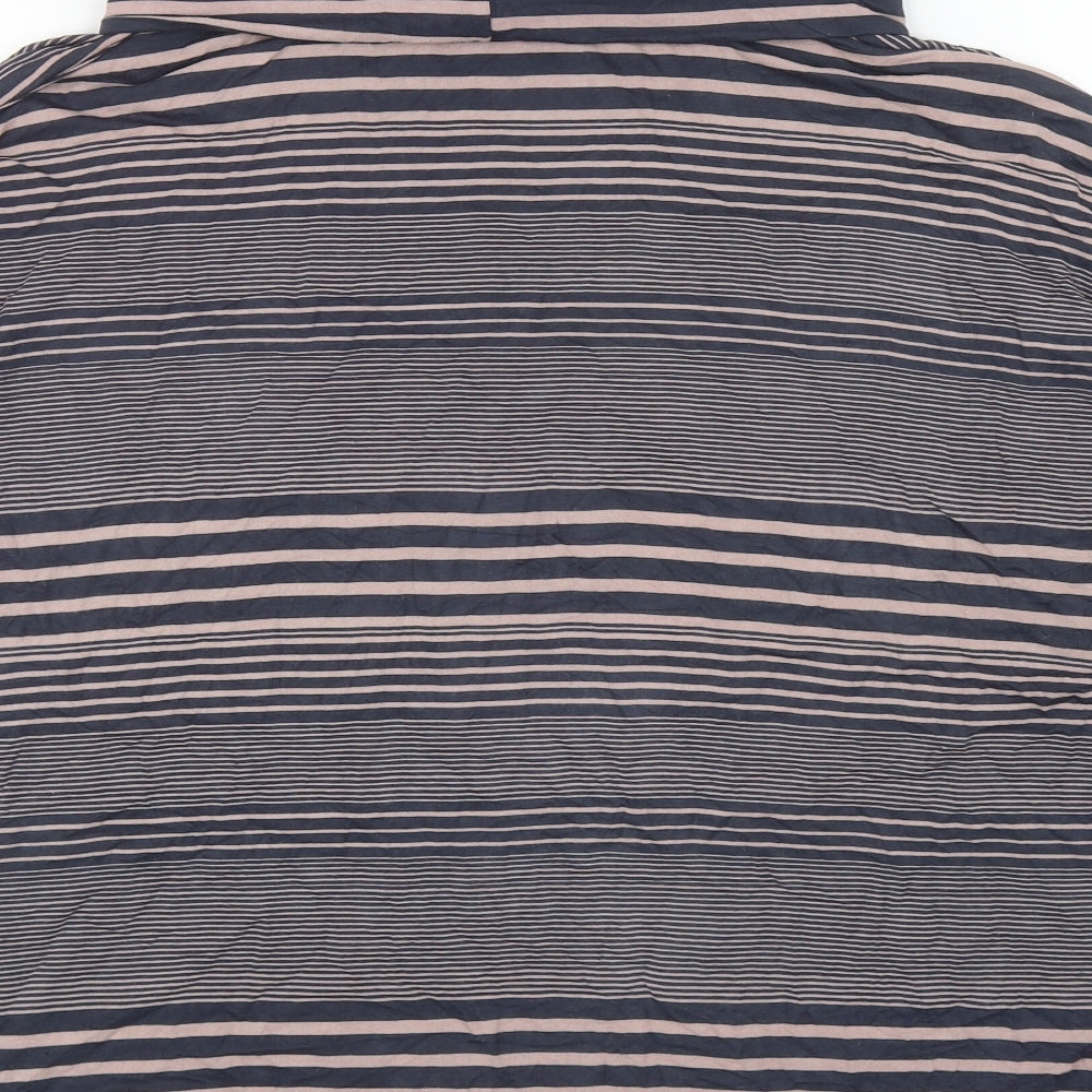 Adini Womens Black Striped Viscose Jersey T-Shirt Size L Roll Neck