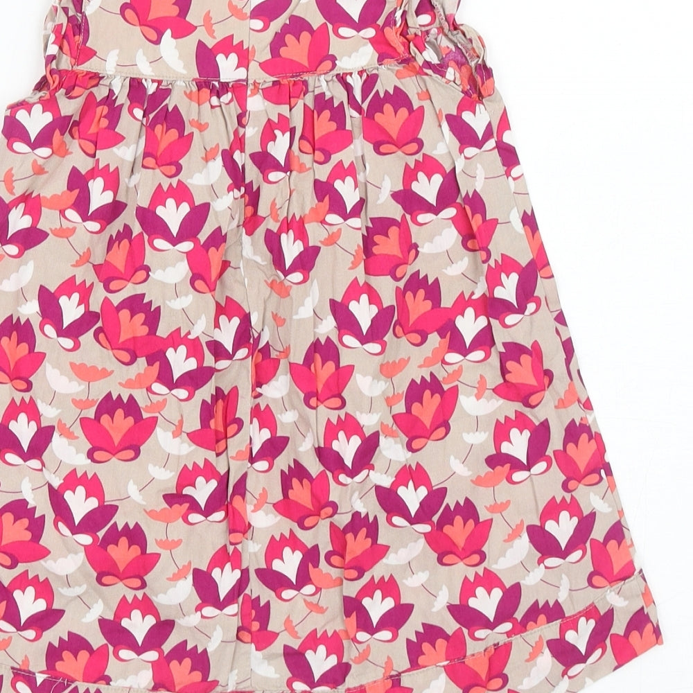 Vertbaudet Girls Multicoloured Floral Cotton Tank Dress Size 3 Years Square Neck Zip