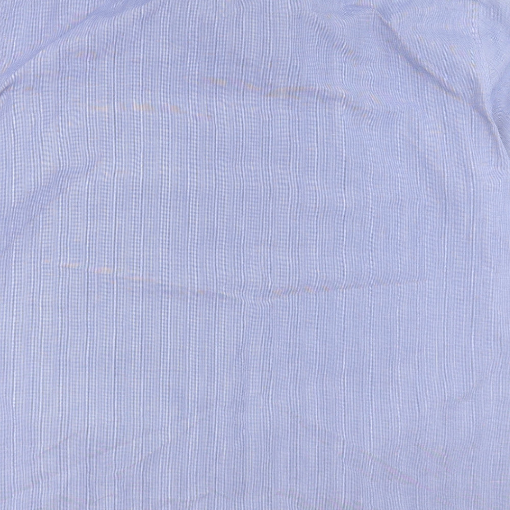 Marks and Spencer Mens Blue Cotton Button-Up Size 17.5 Collared Button