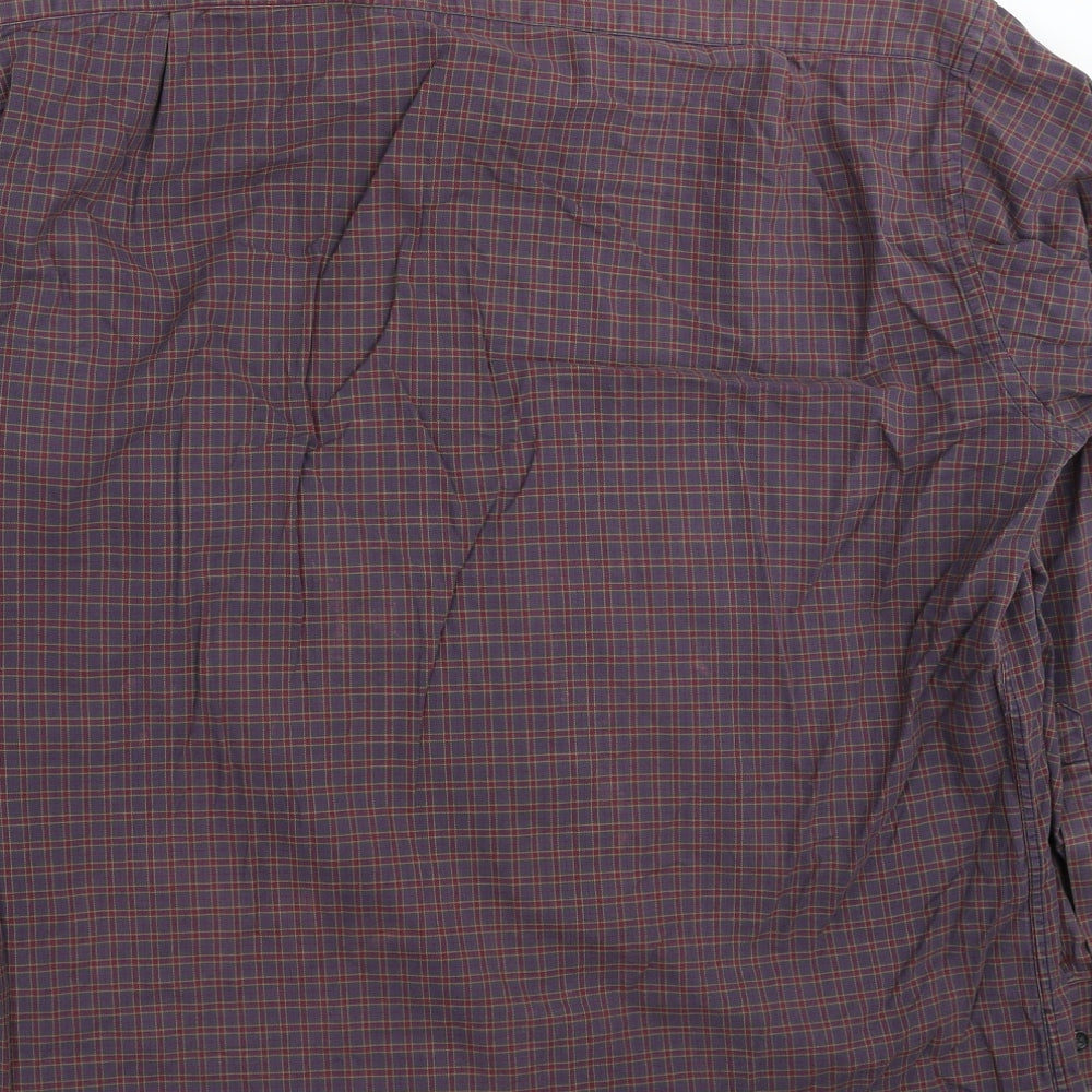 Marks and Spencer Mens Grey Plaid Cotton Button-Up Size 16 Collared Button - Collar 16 Inch