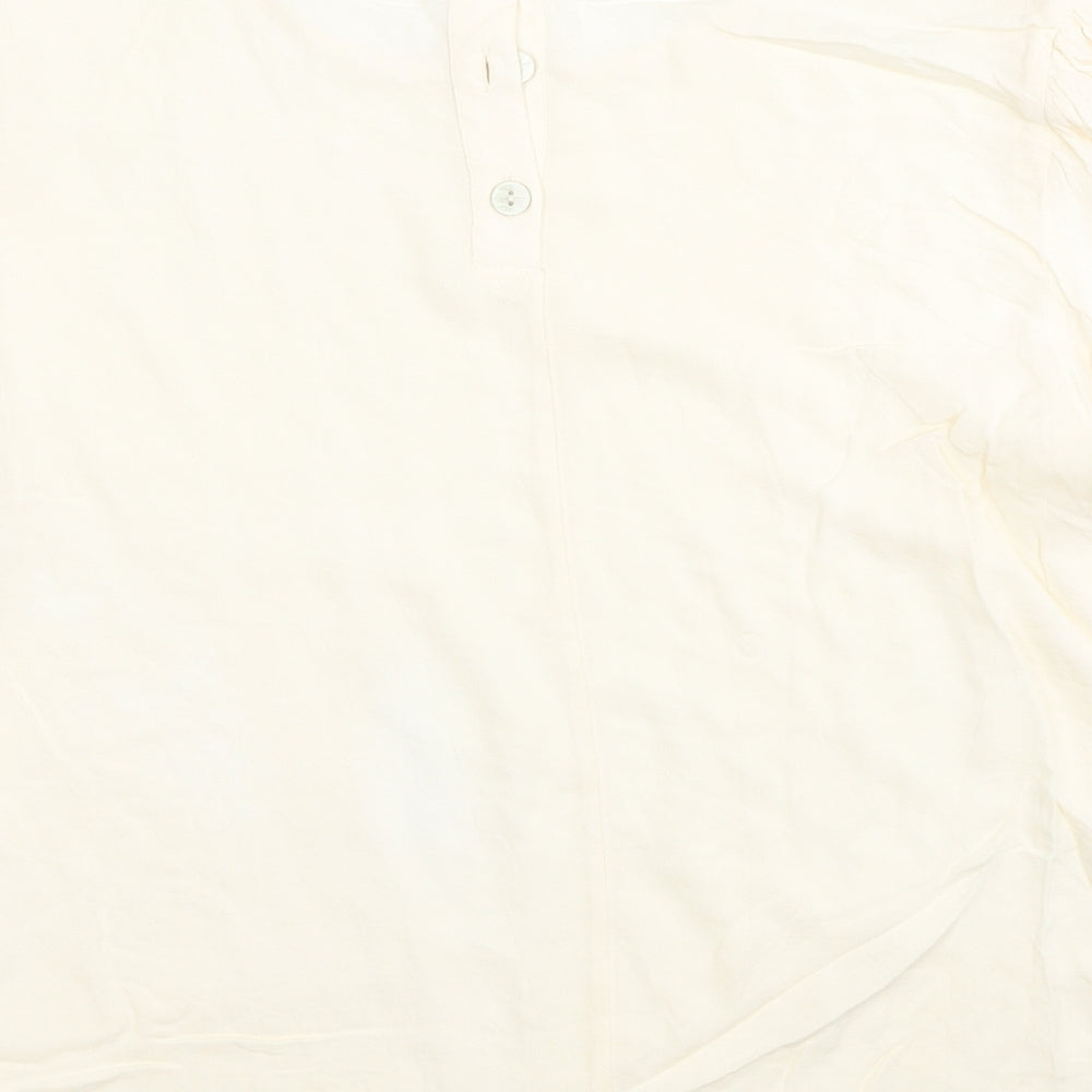 Marks and Spencer Womens Ivory Viscose Basic T-Shirt Size 18 Boat Neck