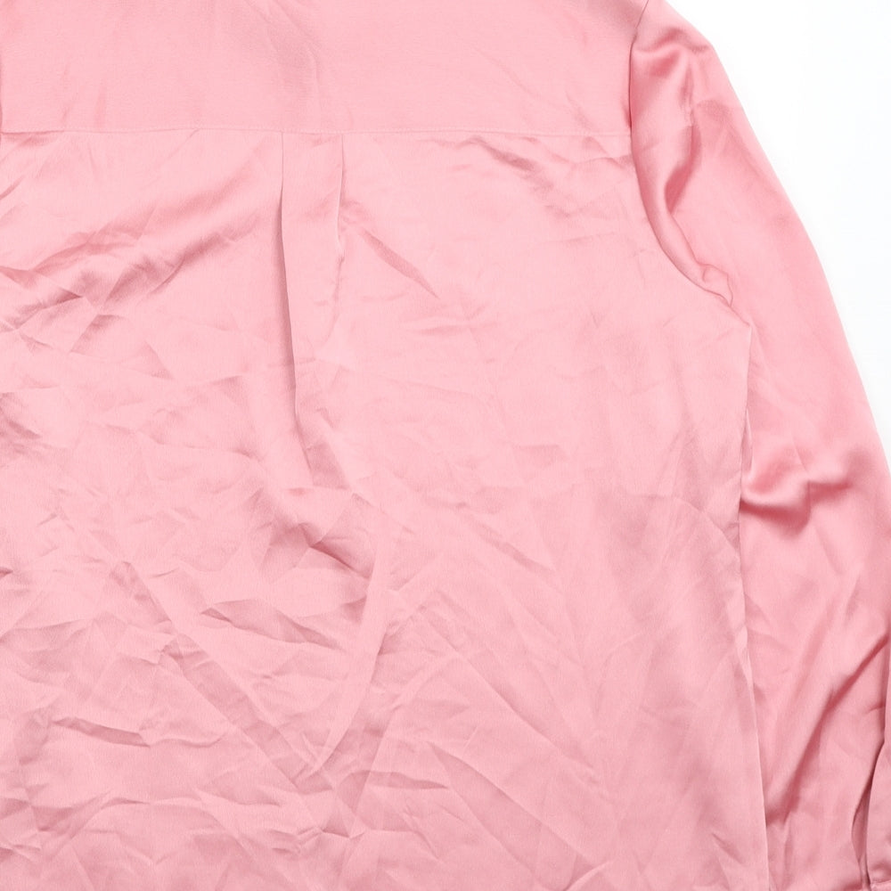 Marks and Spencer Womens Pink Polyester Basic Button-Up Size 8 Collared
