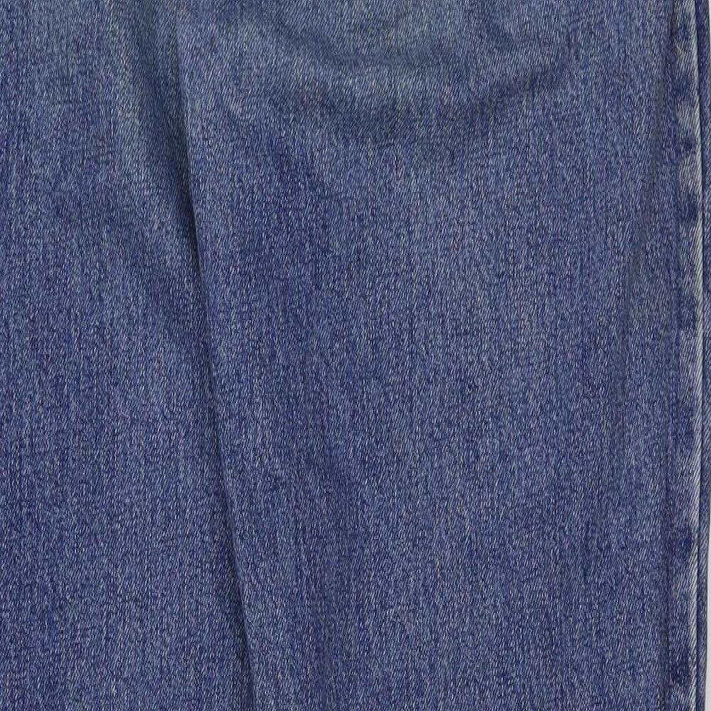 Preworn Womens Blue Cotton Straight Jeans Size 32 in L31 in Regular Button