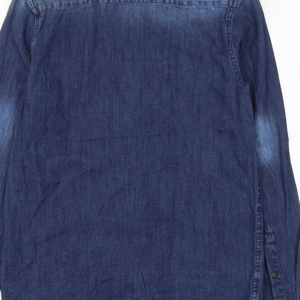 Cedar Wood State Mens Blue Cotton Button-Up Size S Collared Button