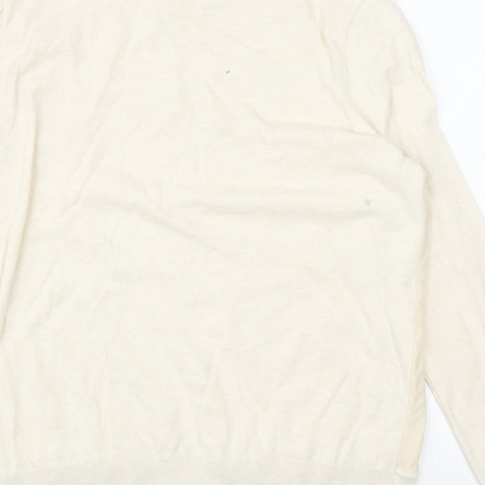RJR. John Rocha Womens Ivory Round Neck Cotton Pullover Jumper Size 18 - Flower Mesh Detail