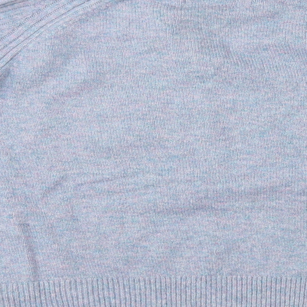 Marks and Spencer Womens Blue Round Neck Acrylic Henley Jumper Size M