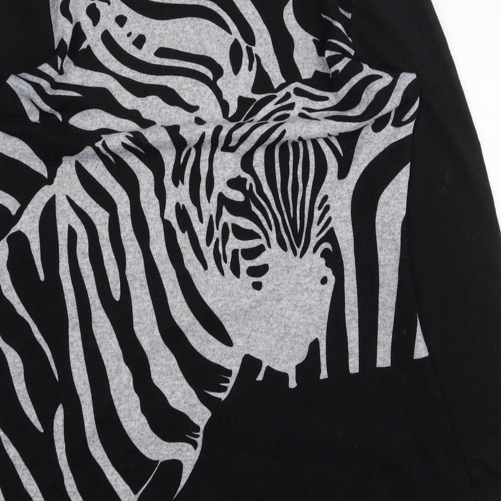 CMD Womens Black Animal Print Polyester Pullover Size M Pullover - Zebra Print