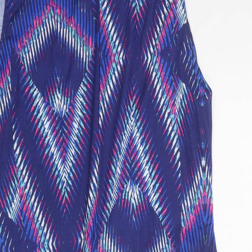 Kaleidoscope Womens Blue Geometric Polyester Slip Dress Size 14 Square Neck Tie