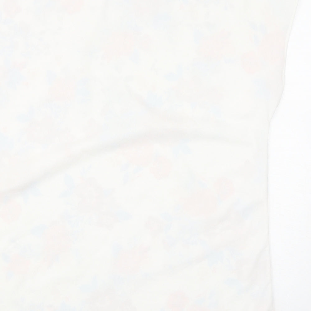 Marks and Spencer Womens White Floral Polyester Basic Blouse Size 14 Boat Neck