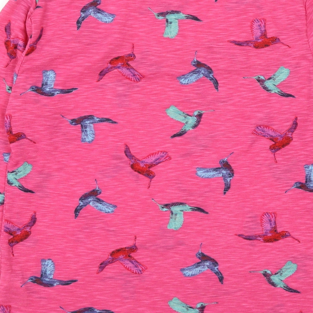Marks and Spencer Womens Pink Geometric Polyester Basic Blouse Size 8 Round Neck - Bird